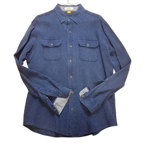 TAILOR VINTAGE Shirt Men's L Blue Long Sleeve Authentic Indigo Cotton - Picture 1 of 12
